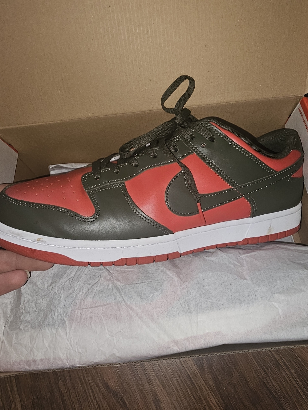 Men's Olive Green & Red Low-Top Freddy Kruger Dunks (Low)